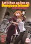 „Let's Run an Inn on Dungeon Island!“ In einer Fantasywelt, drei Anime-Figuren schauen überrascht, Burgkulisse., Buch
