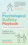 „THE Psychological Safety Playbook FOR CHANGEMAKERS“ steht zentral. Zwei Strichmännchen reichen sich die Hand.