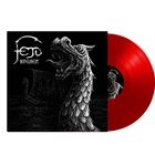 Text: "Fejd Nifelheim". Ein Drachenkopf in Weiß auf schwarzem Grund, rote Vinyl-Schallplatte links daneben.