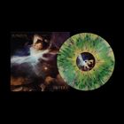 "Junius" und "Sotera" in goldener Schrift. Illustration von Figuren in einem kosmischen Szenario. Bunte Vinyl-Schallplatte.