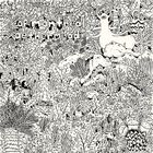 „of montreal aethermead“ steht in einer dichten, detailreichen Dschungelszene mit fantastischen Kreaturen.