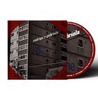 Text: "rodrigo y gabriela", "our home". Hochhaus mit Fenstern und roten Kreisen. CD im Hintergrund mit Titeln.