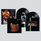 "Nusrat Fateh Ali Khan Love & Devotion Limited Edition." Schallplatten mit künstlerischen Covern und Musikerfoto.