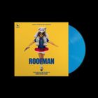 "Roofman" steht in großen blauen Buchstaben. Hintergrund: Gelb. Mann mit Kuscheltierhut und Sonnenbrille. Vinyl: Blau.