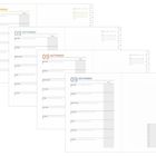 Kalenderseiten für den 9. September, mit wöchentlicher Übersicht und Prioritätsbereich. Farbschema variiert pro Seite.