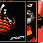 "Mixed Up Moods" oben, "Jacob Miller" unten. Reggae-Thema, Sänger mit Mikrofon, bunte Streifen-Pullover, rote Vinyl-Schallplatte.