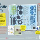 "Bionic Robotic Arm", "Beobachte Bionik hautnah am Modell!", Teile eines Roboterarms, umfangreiche Anleitung, Kosmos Logo.