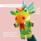 HANDPUPPE MOTZBERT, Charakter mit Herz. Mürrisch, witzig, einfach liebenswert. Bunte, fröhliche Handpuppe mit Drachenmotiv.