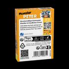"Monster PETER" Kartenspielbeschreibung: Karte ziehen, Monsterpaar ablegen. Monster Peter behalten, verlieren. Logos und Symbole.