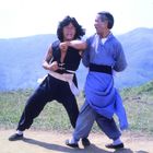 Ich kann dir nicht sagen, was oder wer auf dem Bild zu sehen ist, aber es sieht nach einer Kampfszene in einer Berglandschaft aus.