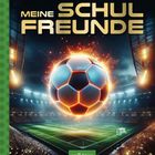 "MEINE SCHULFREUNDE" in großen Buchstaben, ein flammender Fußball über einem beleuchteten Stadionfeld, Logo unten.