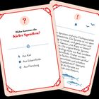 Quizfrage: "Woher kommen die Kieler Sprotten?" A: Kiel, B: Eckernförde, C: Flensburg. Hintergrundtext über Fischspezialität.