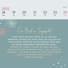 Januar 18-24, KW 3. "Ein Bad in Tageslicht" über Tipps für Energie durch Sonnenstrahlen. Hintergrund mit Blumenillustrationen.