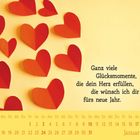 Ganz viele Glücksmomente, die dein Herz erfüllen, die wünsch ich dir fürs neue Jahr. Kalender Januar. Rote Herzen.