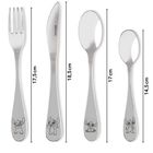 Messer mit "Disney" Text, Löffel und Gabel haben Comicfiguren an den Griffen, Längen 18,5 cm und 17,5 cm.