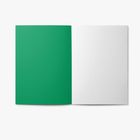 Linke Seite grün, rechte Seite weiß mit kleinen Punkten.