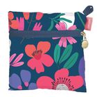 „CEDON“ auf einem Etikett. Blumenmuster mit rosa, roten und violetten Blüten auf dunkelblauem Hintergrund.