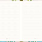 Eine leere, gepunktete Doppelseite mit buntem, blättrigem Randmuster. Am unteren Rand ein kleines, geschwungenes Symbol.