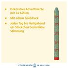 Dekorative Adventskerze mit 24 Zahlen, edlem Golddruck. Jeden Tag bis Heiligabend ein Stückchen besinnliche Stimmung.