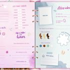 Ein Tagebuch mit Feldern zum Ausfüllen: Lieblingsbuch, Essen, Stimmung, Hobbys und Haar- und Augenfarbe, mit Pferdebild.