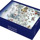 "DESIGN-COLLECTION COPPENRATH, AUF DER SKIPISTE - 1000 PIECE PUZZLE." Illustration von Skifahrern auf schneebedecktem Berg.