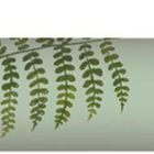 Die Abbildung zeigt einen dekorativen Stift mit goldener Spitze und Kappe, verziert mit Blättern und Farnen auf hellgrünem Hintergrund.