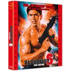 "Bloodfist 6: Zero Control" zeigt einen muskulösen Mann mit Waffe, umgeben von Flammen und chinesischen Zeichen.