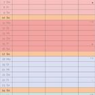 Text oben: "JANUAR". Darunter ein mehrfarbiger Kalender mit Wochentagen und Feiertagen. Unten: "NOTIZEN".