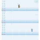 Kalender für Februar mit Feiertagen wie Rosenmontag, Faschingsdienstag. Unten Illustration mit Komikfiguren im Wald.