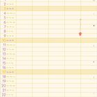 Kalenderblatt mit Januar-Tagen. Illustration von Tassen und Mäusen. Bunte, verspielte Gestaltung mit Rosa und Gelb.