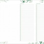 "Notizen", "To-do-Liste", "Einkaufsliste". Blumenranken zieren die Ränder, mit gepunkteten und linierte Bereichen.