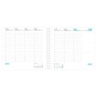 Termineintragungen vom 13. bis 19. Juli, Wochenübersicht. Juli in Blau. Kalendereinteilung auf zwei Seiten.