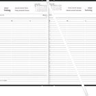 Kalenderseiten für den 1. und 2. Januar 2027, Freitag und Samstag, mit Platz für Notizen und einem Stift in der Mitte.