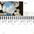"Nur wer sich verändert, bleibt sich treu." Kalender mit Wochenübersicht, Notizfeld und Monatsvorschau, Schmetterling, Mond.