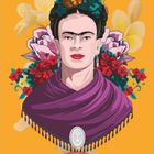 "FEBRUAR" auf einem Banner, darunter ein Kalender. Eine Illustration zeigt eine Frau mit Blumenkrone und lila Tuch.