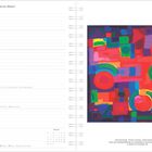 "March März Mars Marzo Maart." Links Kalenderseite, rechts bunte abstrakte Malerei in leuchtenden Farben.