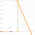 April 2025, Woche 15, Kalendereinträge 7.-13. April mit Montag bis Sonntag, linierte Seite rechts.