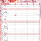 "Januar" oben, Kalendertabelle darunter. Illustration eines Mädchens mit roten Flügeln und Kleid, hält roten Kristall.