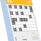 Kreuzworträtsel mit Begriffen wie "Staat in Südamerika". Oben steht "KREUZWORTRÄTSEL" und "ALPHA EDITION 2027". darunter Kalender.