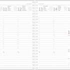 Doppelseitiger Kalender für Mai, 10. bis 16., mit Wochentagen in mehreren Sprachen und Platz für Einträge.