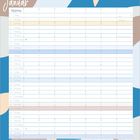 Kalenderseite für Januar mit Tagen und Platz für Notizen, in Blau- und Brauntönen gestaltet.