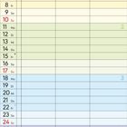 Kalender im Januar 2027. Wochen sind farblich unterteilt. Feiertage sind hervorgehoben. "Notizen" unten links.