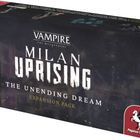 „Vampire: The Masquerade“, „Milan Uprising“, „The Unending Dream Expansion Pack“; Pegasus Spiele-Logo mit Pegasus.