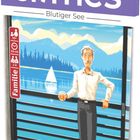 "mini crimes - Blutiger See, Familie, 10+, 20-40, 1-6. Zum Spielen wird ein Gerät mit Internetverbindung benötigt.”

Ein Mann mit drink, Segelboot, Berge, Logo Pegasus Spiele.