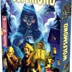 "Wolfsmond" in gelben Buchstaben, Illustrationen von Menschen mit Laterne, verdächtiger Wolf im Kapuzenmantel, Vollmond.