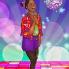 Text: "1. Spotlight on". Illustration einer singenden Frau mit Mikrofon unter Discokugel. Bunte Tanzfläche und Hintergrund.