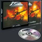 "Tank" und "war machine" in stilisierter Schrift. Ein Panzer fährt durch eine feurige Landschaft. CD und Hülle abgebildet.