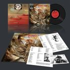 Texte: "MANILLA ROAD The Deluge." Cover zeigt einen Krieger in einer stürmischen Szene. Vinyl und Beilagen sichtbar.