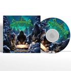 Text: "Sagenbringer", "Zeit der Geschichten". CD und Cover mit mystischen Kreaturen um ein leuchtendes Buch im Schnee.