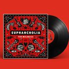 „Euphancholia“ und „The Melmacs“ stehen in der Mitte einer kunstvollen, rot-schwarzen Illustration mit Schlangen und Rosen.